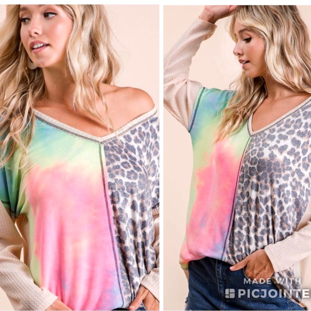 Tie dye leopard top